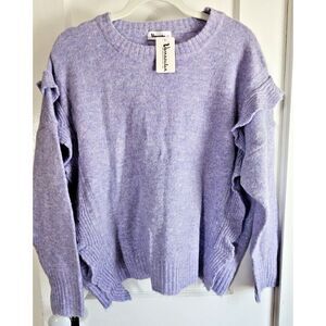 NWT Vernacular Ruffled Marled long sleeves‎ purple  sweater pullover  Woman S/M